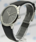  Shop Authentic Calvin Klein Minimal Grey Dial Black Leather Strap Watch for Men - K3M221C3 - Luxxuri
