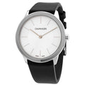  Shop Authentic Calvin Klein Minimalist White Dial Black Leather Strap Watch for Men - K3M211C6 - Luxxuri