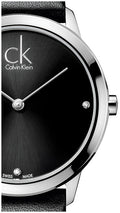  Shop Authentic Calvin Klein Minimal Black Dial Black Leather Strap Watch for Women - K3M231CS - Luxxuri