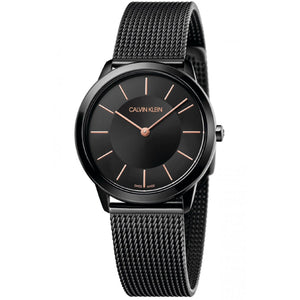  Shop Authentic Calvin Klein Minimal Black Dial Black Mesh Bracelet Watch for Women - K3M22421 - Luxxuri