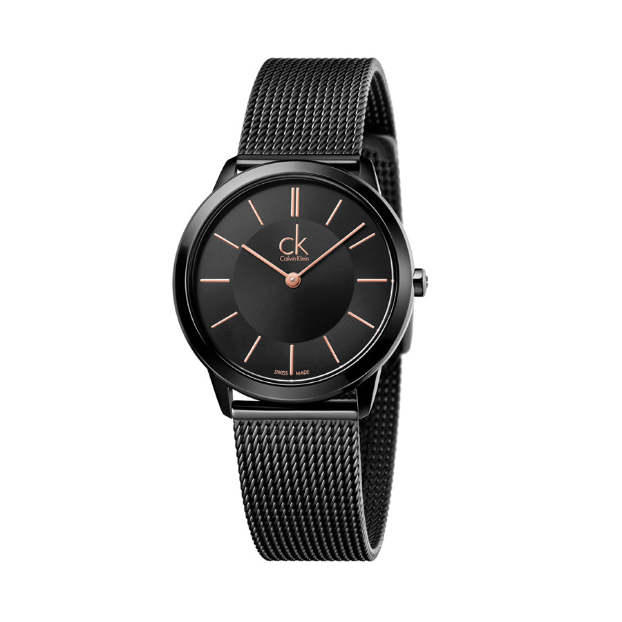  Shop Authentic Calvin Klein Minimal Black Dial Black Mesh Bracelet Watch for Women - K3M22421 - Luxxuri