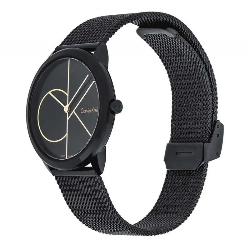  Shop Authentic Calvin Klein Minimal Black Dial Black Mesh Bracelet Watch for Women - K3M524B1 - Luxxuri
