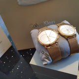  Shop Authentic Calvin Klein Minimal White Dial Gold Mesh Bracelet Watch for Men - K3M21526 - Luxxuri