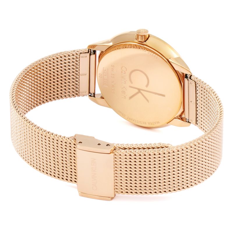  Shop Authentic Calvin Klein Minimal Black Dial Rose Gold Mesh Bracelet Watch for Men - K3M22621 - Luxxuri