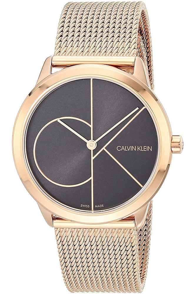  Shop Authentic Calvin Klein Minimal Black Dial Rose Gold Mesh Bracelet Watch for Men - K3M22621 - Luxxuri