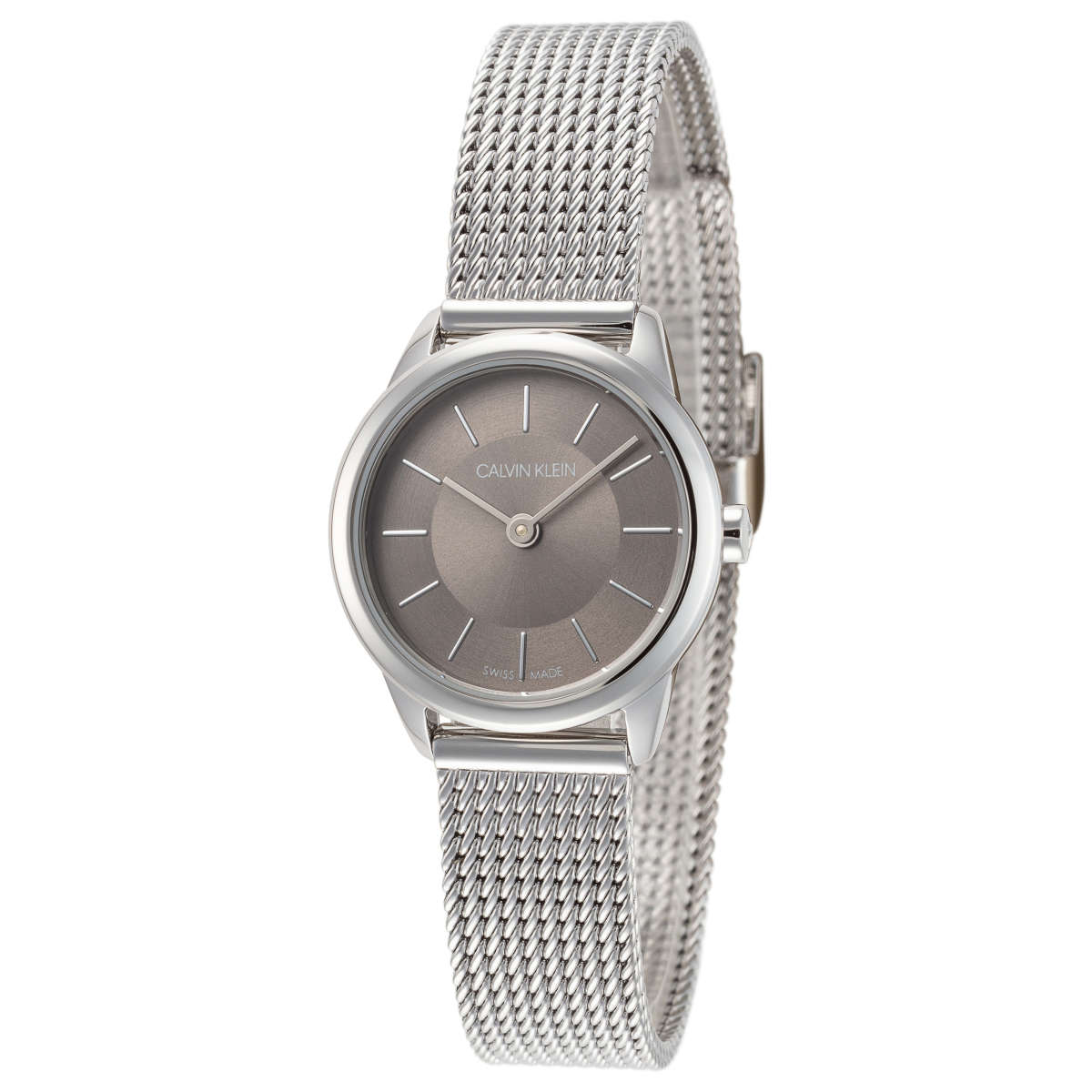  Shop Authentic Calvin Klein Minimal Grey Dial Silver Mesh Bracelet Watch for Women - K3M23124 - Luxxuri