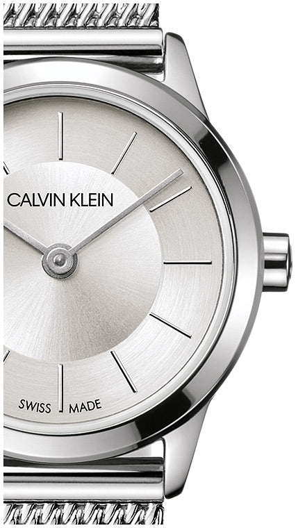  Shop Authentic Calvin Klein Minimal White Dial Silver Mesh Bracelet Watch for Women - K3M23126 - Luxxuri