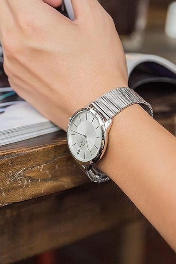  Shop Authentic Calvin Klein Minimal White Dial Silver Mesh Bracelet Watch for Women - K3M23126 - Luxxuri