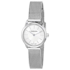  Shop Authentic Calvin Klein Minimal White Dial Silver Mesh Bracelet Watch for Women - K3M23126 - Luxxuri