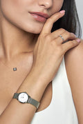  Shop Authentic Calvin Klein Minimal White Dial Silver Mesh Bracelet Watch for Women - K3M23126 - Luxxuri