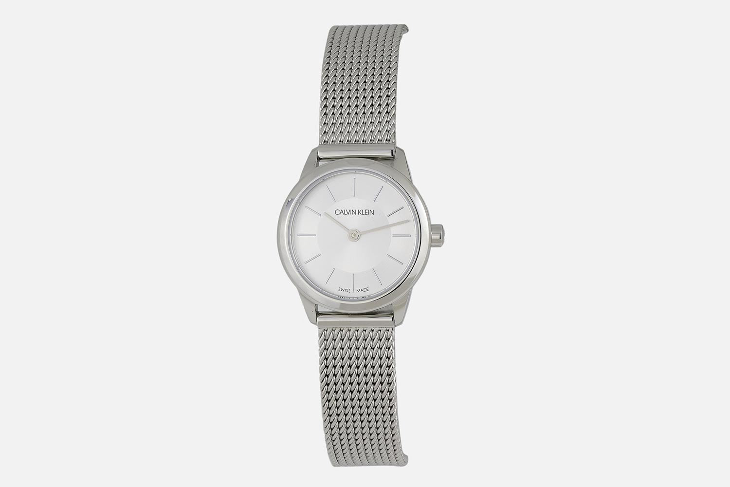  Shop Authentic Calvin Klein Minimal White Dial Silver Mesh Bracelet Watch for Women - K3M23126 - Luxxuri