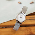  Shop Authentic Calvin Klein Minimal White Dial Silver Mesh Bracelet Watch for Women - K3M2312Y - Luxxuri