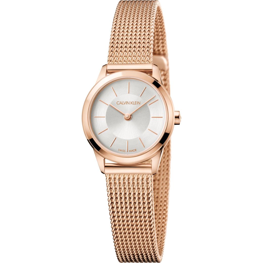  Shop Authentic Calvin Klein Minimal White Dial Rose Gold Mesh Bracelet Watch for Women - K3M23626 - Luxxuri