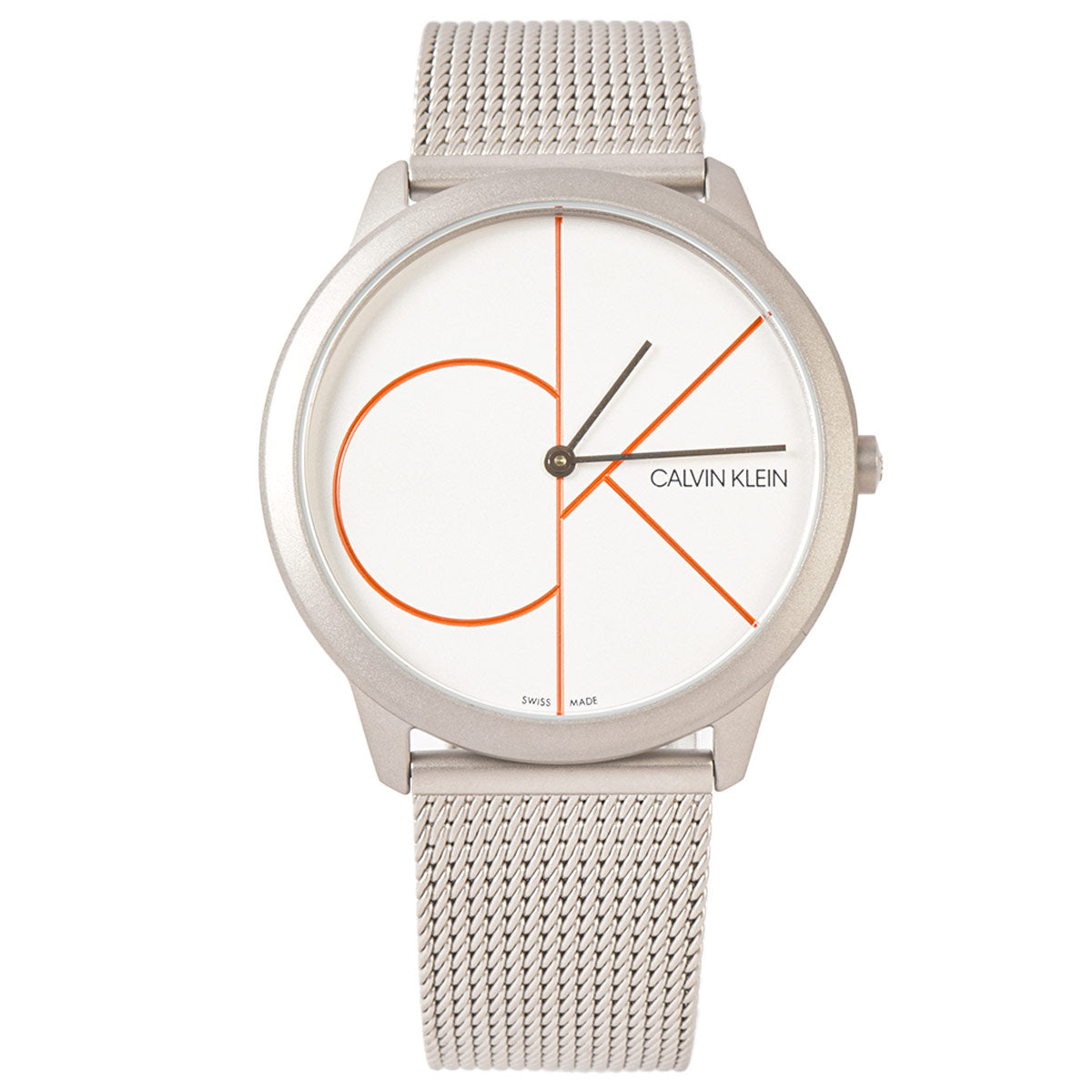  Shop Authentic Calvin Klein Minimal White Dial Silver Mesh Bracelet Watch for Men - K3M51152 - Luxxuri