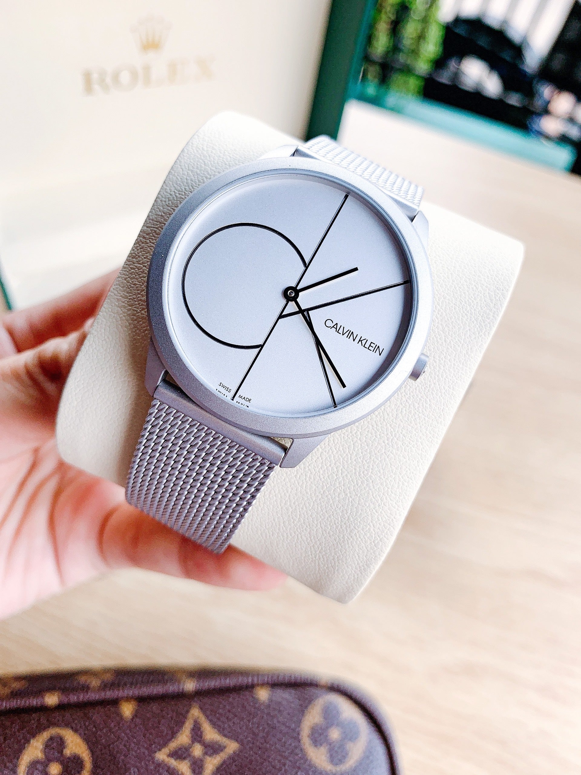  Shop Authentic Calvin Klein Minimal White Dial Silver Mesh Bracelet Watch for Men - K3M5115X - Luxxuri