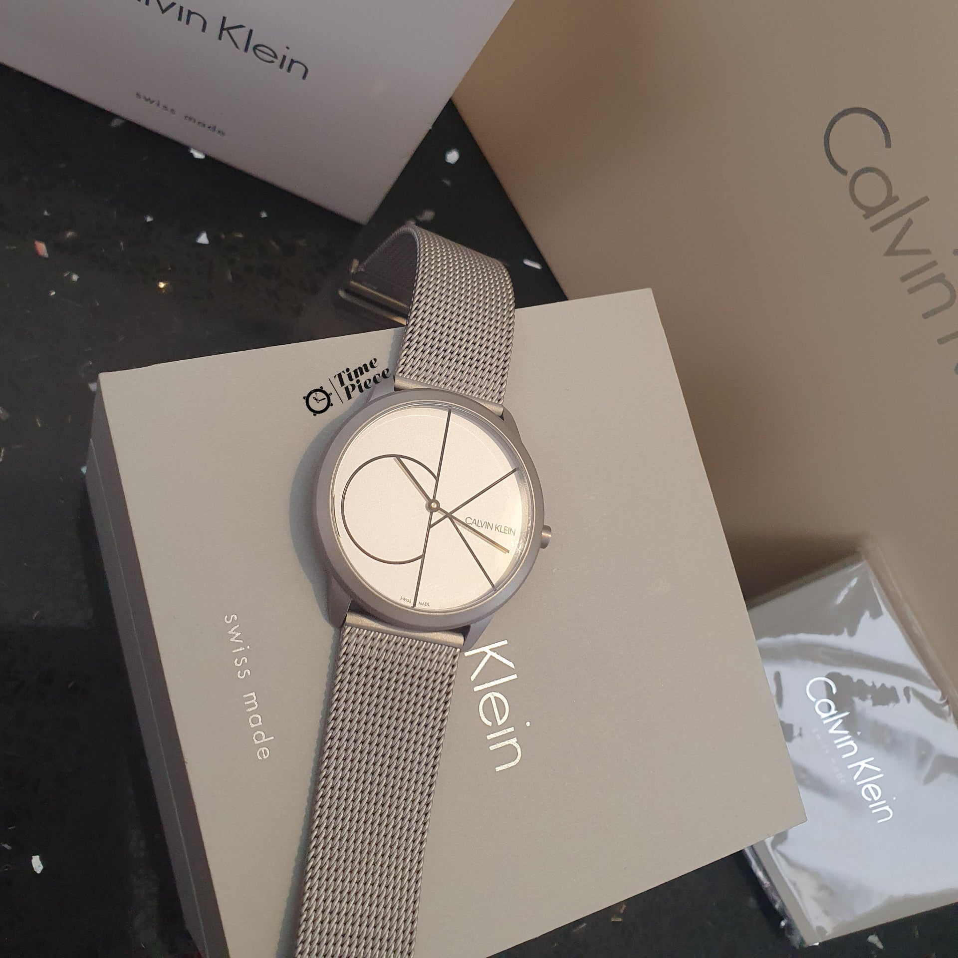  Shop Authentic Calvin Klein Minimal White Dial Silver Mesh Bracelet Watch for Men - K3M5115X - Luxxuri