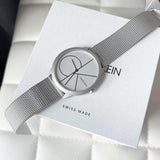 Shop Authentic Calvin Klein Minimal White Dial Silver Mesh Bracelet Watch for Men - K3M5115X - Luxxuri
