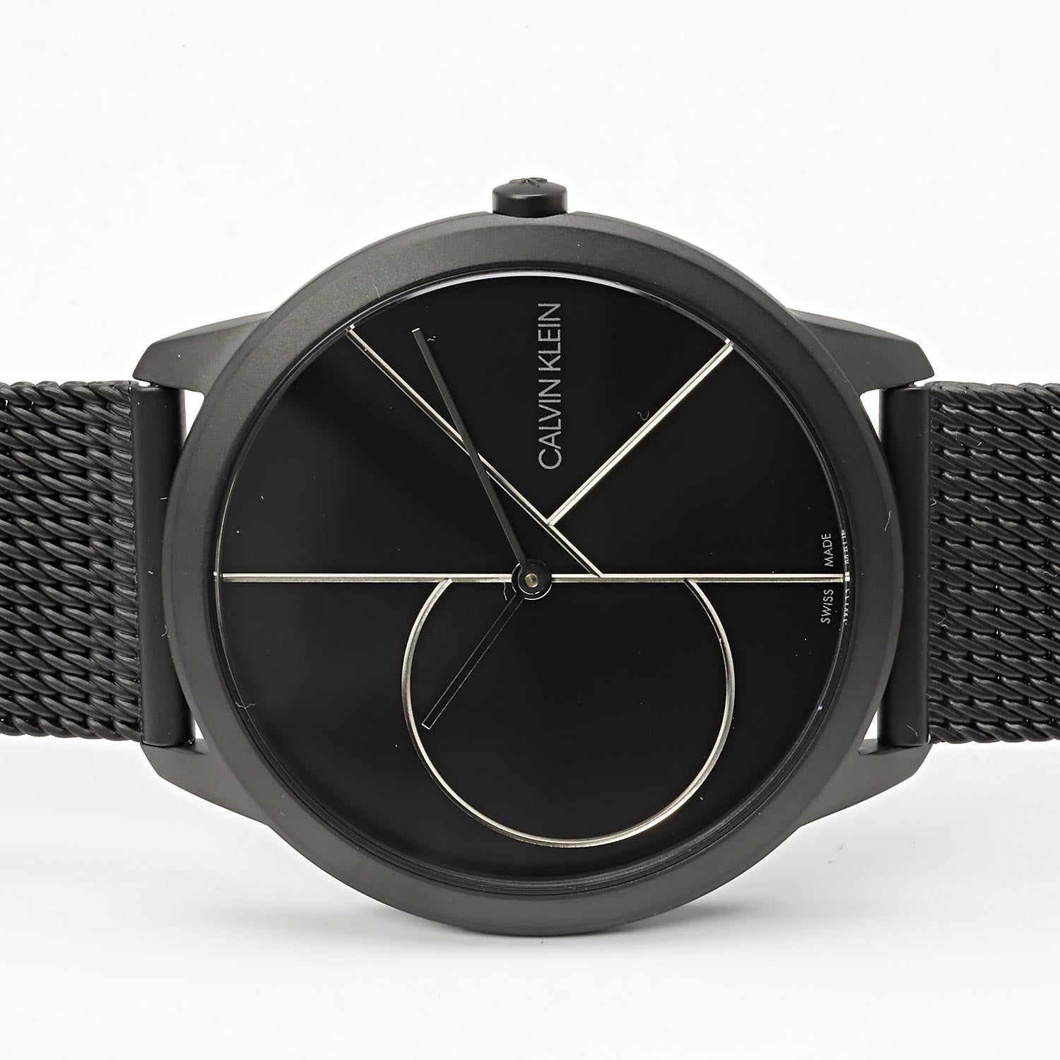  Shop Authentic Calvin Klein Minimal Black Dial Black Mesh Bracelet Watch for Men - K3M5145X - Luxxuri