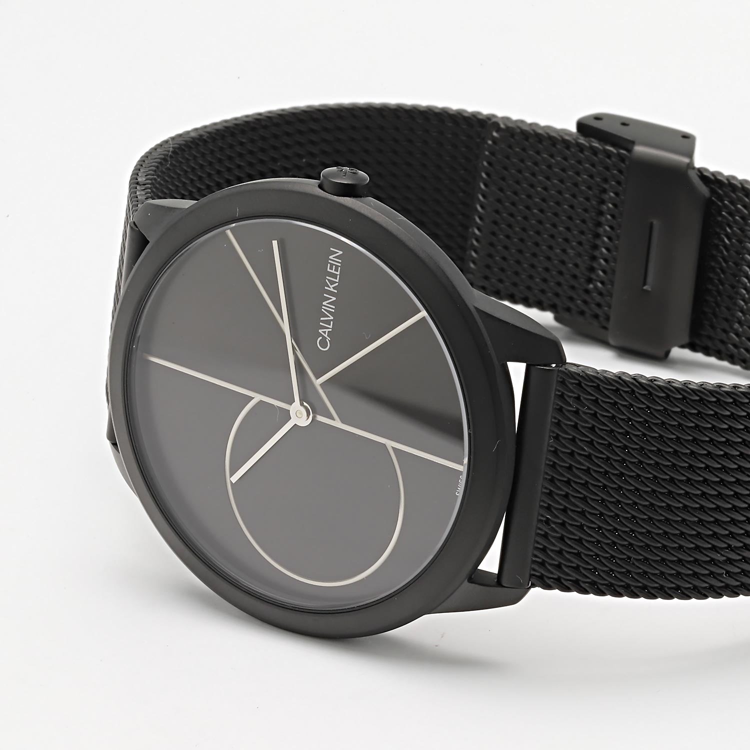  Shop Authentic Calvin Klein Minimal Black Dial Black Mesh Bracelet Watch for Men - K3M5145X - Luxxuri