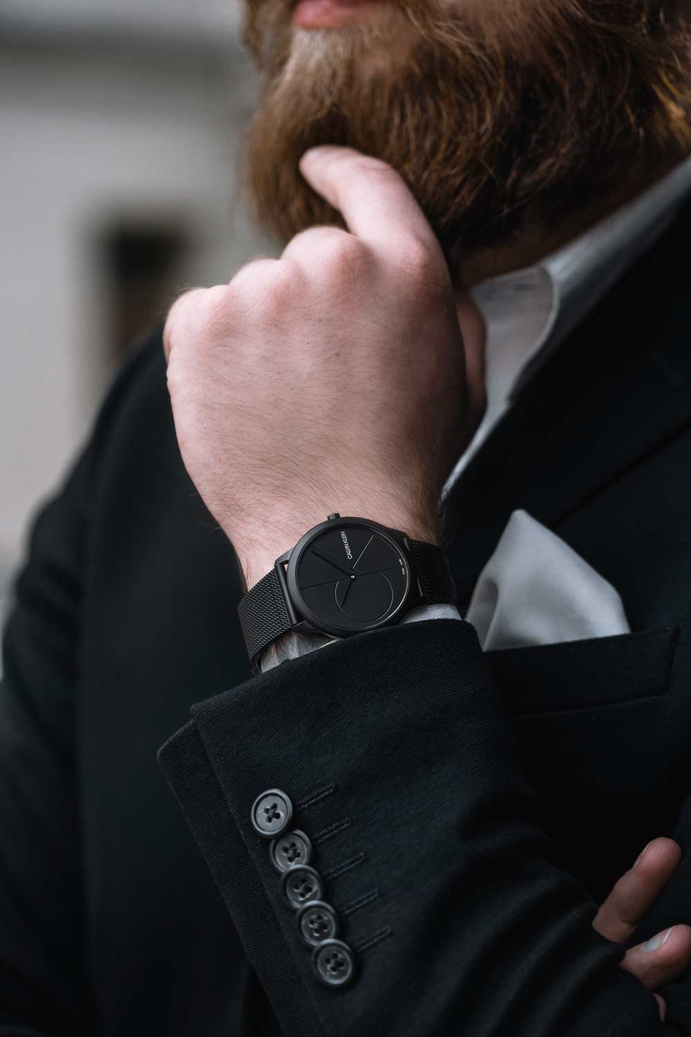  Shop Authentic Calvin Klein Minimal Black Dial Black Mesh Bracelet Watch for Men - K3M514B1 - Luxxuri