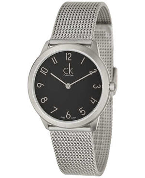  Shop Authentic Calvin Klein Minimal Black Dial Silver Mesh Bracelet Watch for Women - K3M52151 - Luxxuri