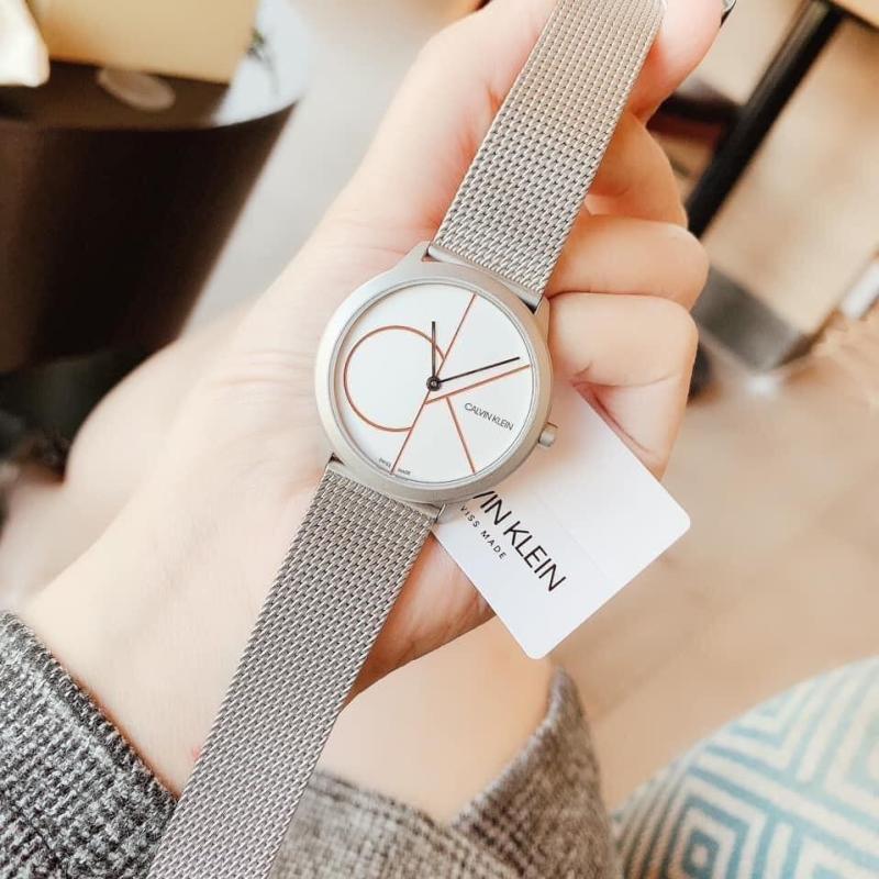  Shop Authentic Calvin Klein Minimal White Dial Silver Mesh Bracelet Watch for Women - K3M52152 - Luxxuri