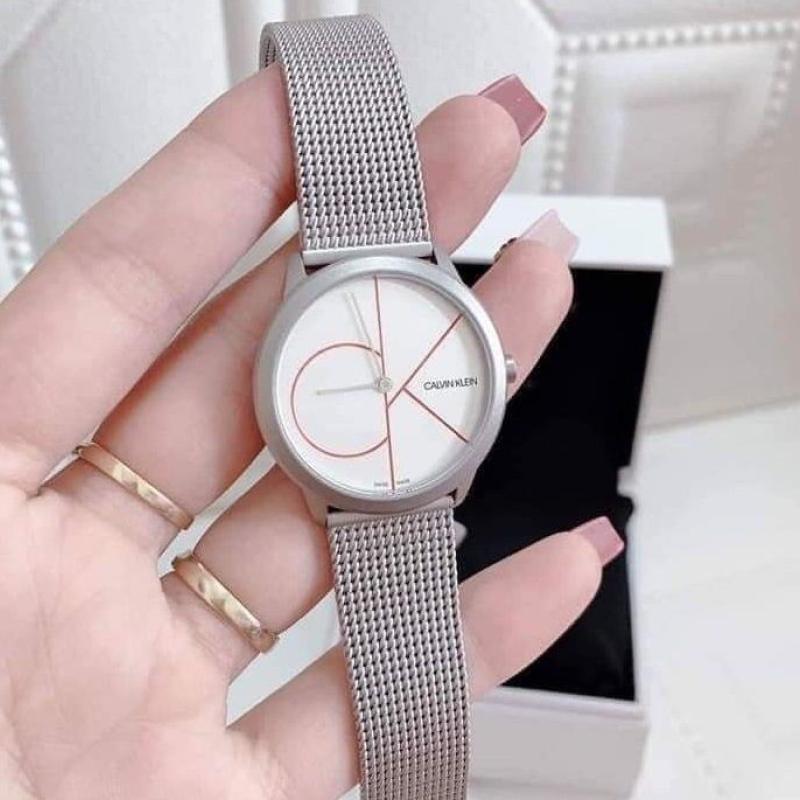  Shop Authentic Calvin Klein Minimal White Dial Silver Mesh Bracelet Watch for Women - K3M52152 - Luxxuri