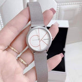  Shop Authentic Calvin Klein Minimal White Dial Silver Mesh Bracelet Watch for Women - K3M52152 - Luxxuri
