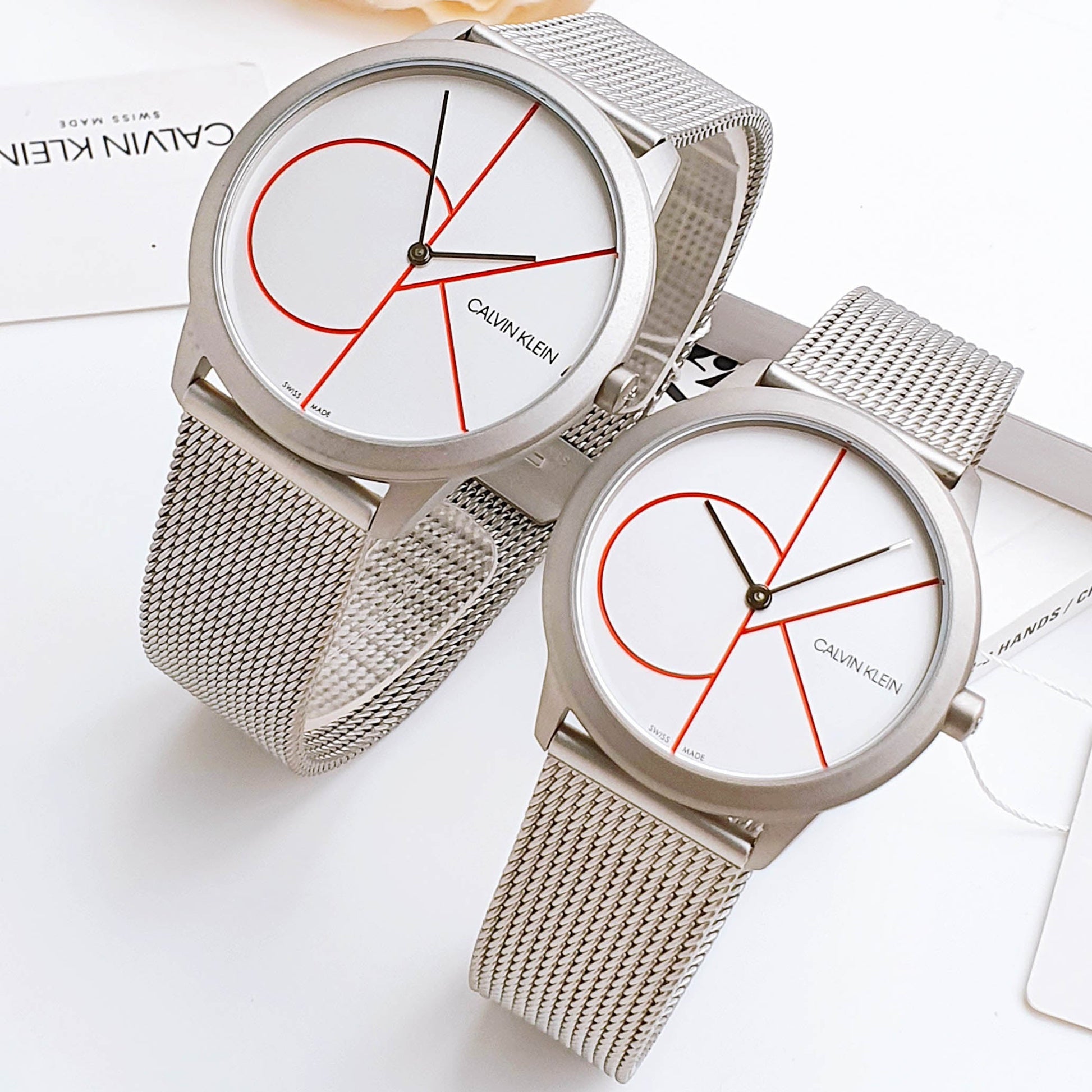  Shop Authentic Calvin Klein Minimal White Dial Silver Mesh Bracelet Watch for Men - K3M51152 - Luxxuri