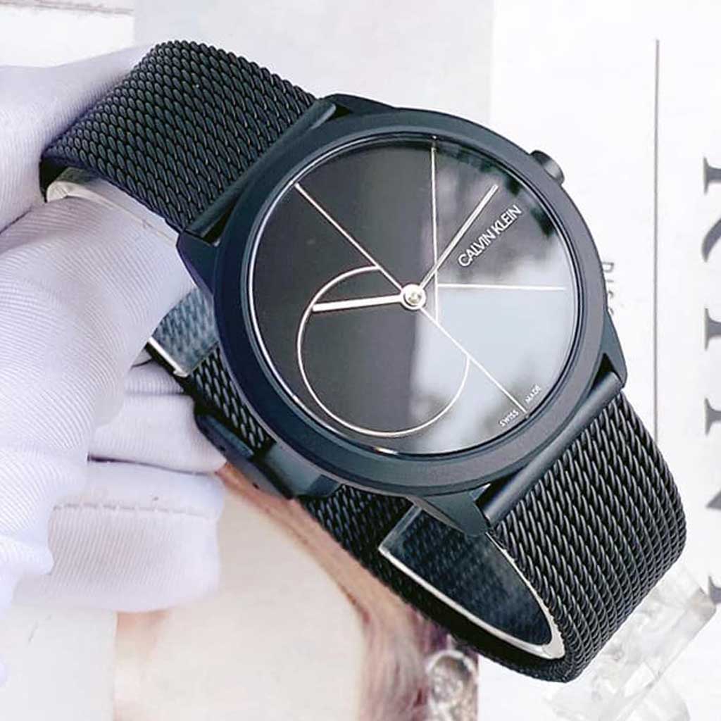  Shop Authentic Calvin Klein Minimal Black Dial Black Mesh Bracelet Watch for Women - K3M5245X - Luxxuri