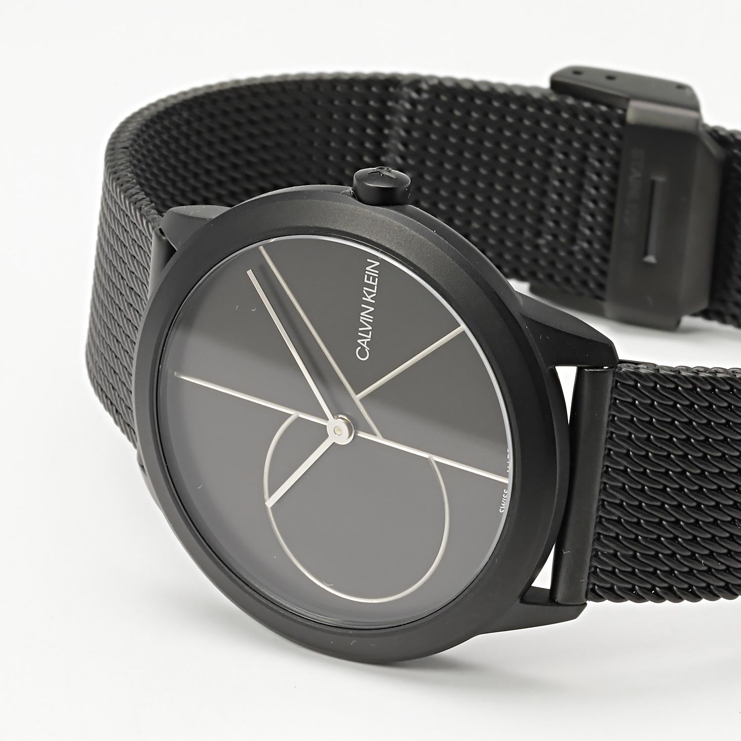 Shop Authentic Calvin Klein Minimal Black Dial Black Mesh Bracelet Watch for Women - K3M5245X - Luxxuri
