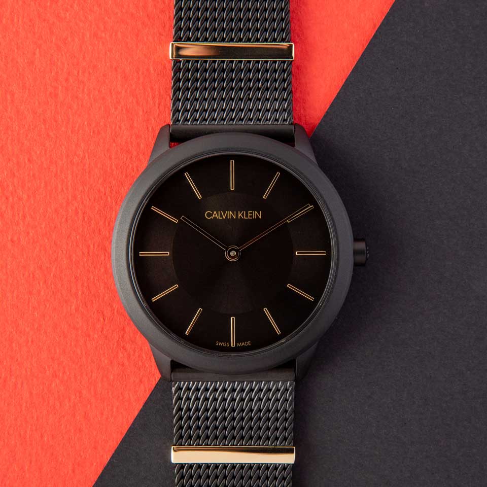  Shop Authentic Calvin Klein Minimal Black Dial Black Steel Strap Watch For Men - K3M524Z1 - Luxxuri