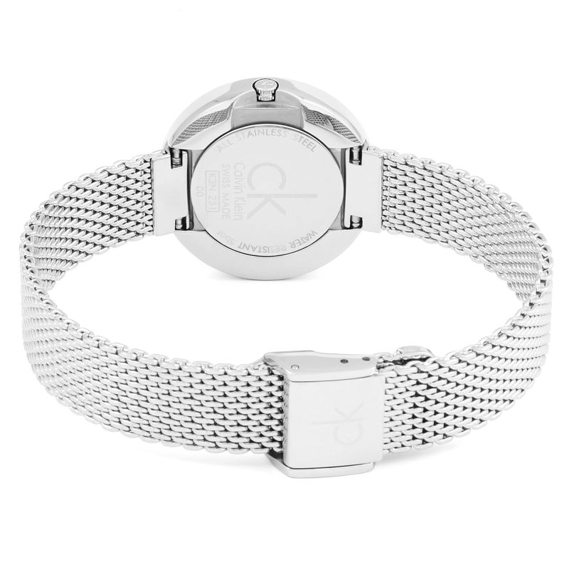  Shop Authentic Calvin Klein Firm White Dial Silver Mesh Bracelet Watch for Women - K3N23126 - Luxxuri