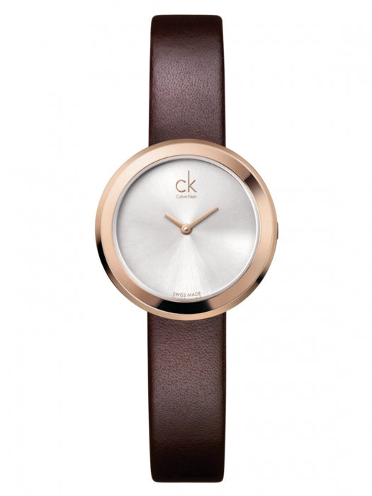  Shop Authentic Calvin Klein Firm White Dial Brown Leather Strap Watch for Women - K3N236G6 - Luxxuri