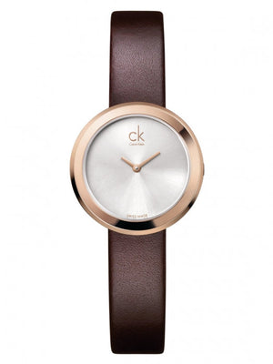  Shop Authentic Calvin Klein Firm White Dial Brown Leather Strap Watch for Women - K3N236G6 - Luxxuri
