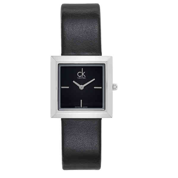  Shop Authentic Calvin Klein Mark Black Dial Black Leather Strap Watch for Women - K3R231C1 - Luxxuri