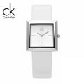  Shop Authentic Calvin Klein Mark Silver Dial White Leather Strap Watch for Women - K3R231L6 - Luxxuri