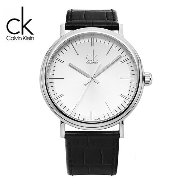  Shop Authentic Calvin Klein Surround Silver Dial Black Leather Strap Watch for Men - K3W211C6 - Luxxuri