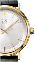  Shop Authentic Calvin Klein Surround Silver Dial Black Leather Strap Watch for Men - K3W215C6 - Luxxuri