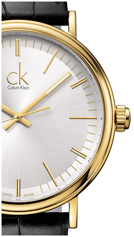  Shop Authentic Calvin Klein Surround Silver Dial Black Leather Strap Watch for Men - K3W215C6 - Luxxuri