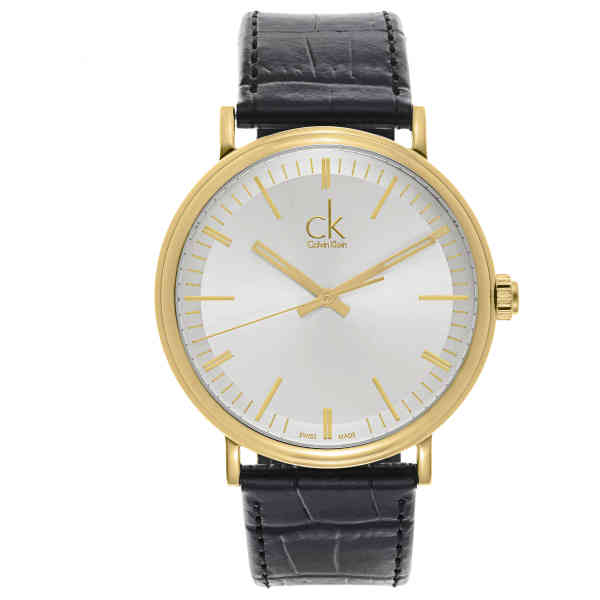  Shop Authentic Calvin Klein Surround Silver Dial Black Leather Strap Watch for Men - K3W215C6 - Luxxuri