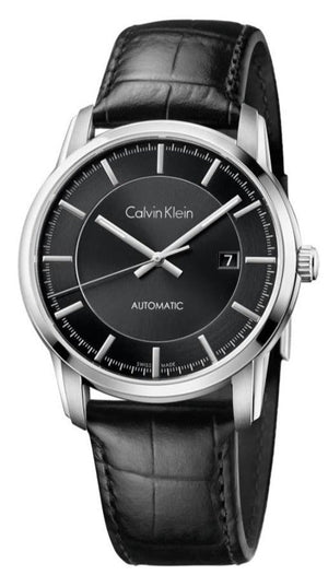  Shop Authentic Calvin Klein Infinity Automatic Black Dial Black Leather Strap Watch for Men - K5S341C1 - Luxxuri