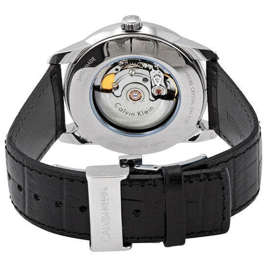  Shop Authentic Calvin Klein Infinity Silver Dial Black Leather Strap Watch for Men - K5S341C6 - Luxxuri