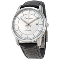  Shop Authentic Calvin Klein Infinity Silver Dial Black Leather Strap Watch for Men - K5S341C6 - Luxxuri