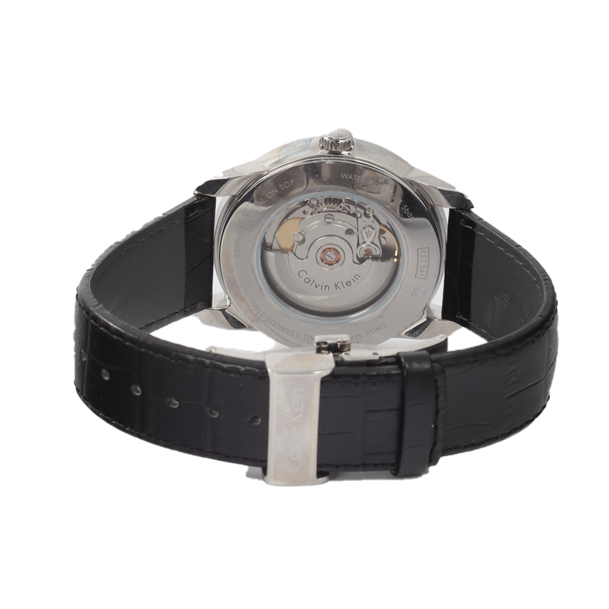  Shop Authentic Calvin Klein Infinity Silver Dial Black Leather Strap Watch for Men - K5S341C6 - Luxxuri