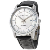  Shop Authentic Calvin Klein Infinity Silver Dial Black Leather Strap Watch for Men - K5S341C6 - Luxxuri