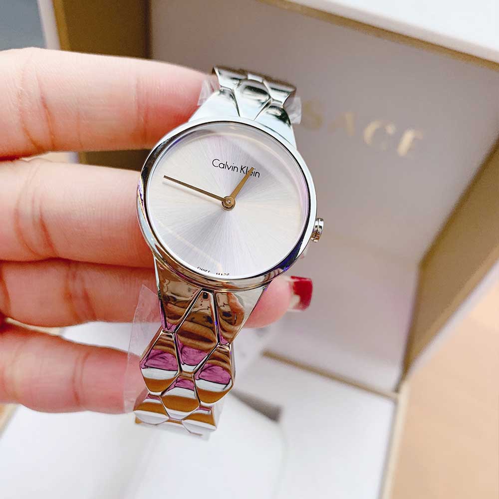  Shop Authentic Calvin Klein Snake Silver Dial Silver Steel Strap Watch For Women - K6E23146 - Luxxuri