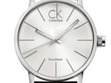  Shop Authentic Calvin Klein Post Minimal Silver Dial Black Leather Strap Watch for Men - K7621192 - Luxxuri