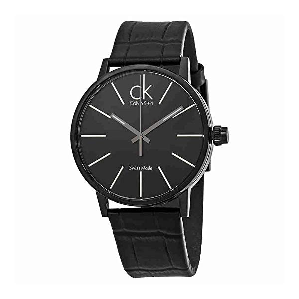  Shop Authentic Calvin Klein Black Dial Black Leather Strap Watch for Women - K7622401 - Luxxuri