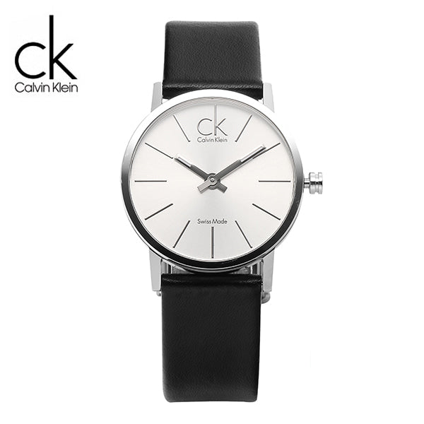  Shop Authentic Calvin Klein Post Minimal Silver Dial Black Leather Strap Watch for Men - K7622185 - Luxxuri